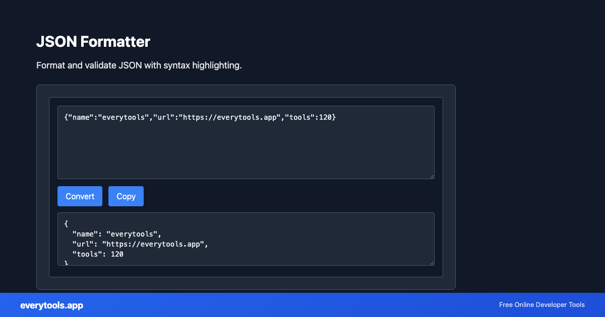 JSON Formatter – Free Online Tool Screenshot