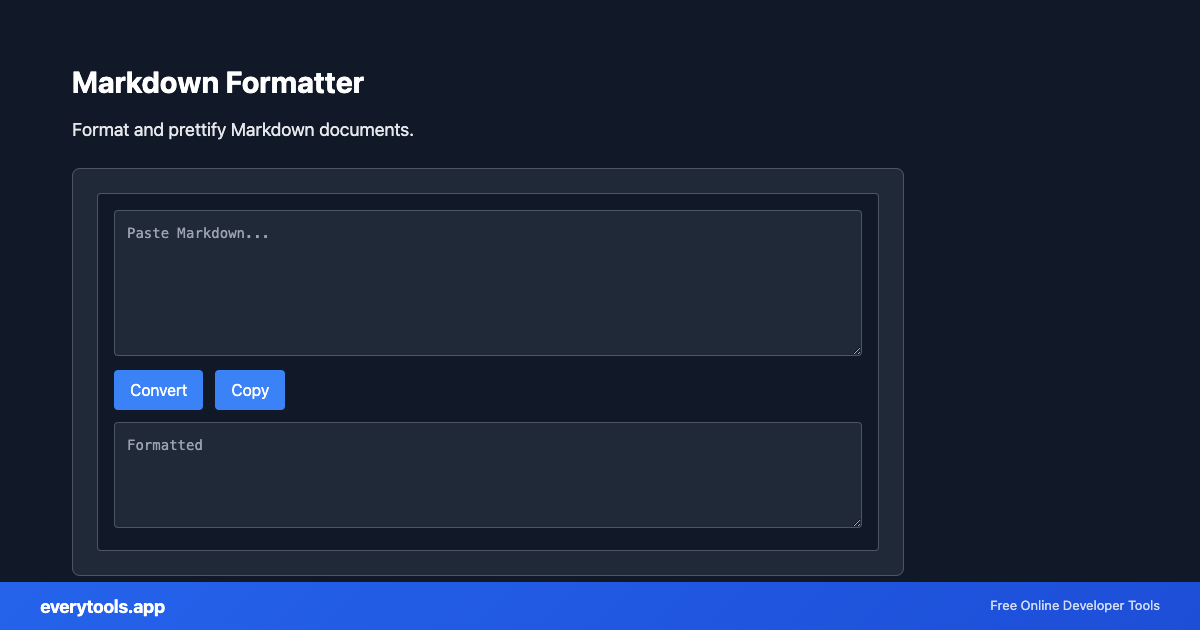 Markdown Formatter – Free Online Tool Screenshot