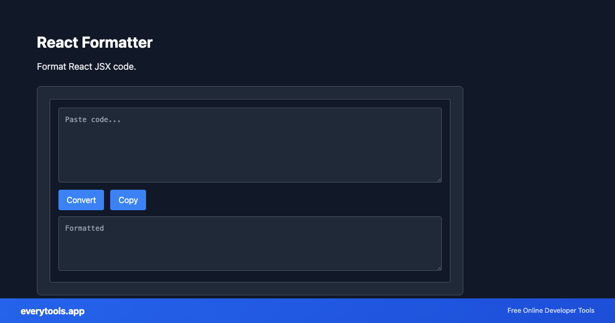 React Formatter – Free Online Tool Screenshot