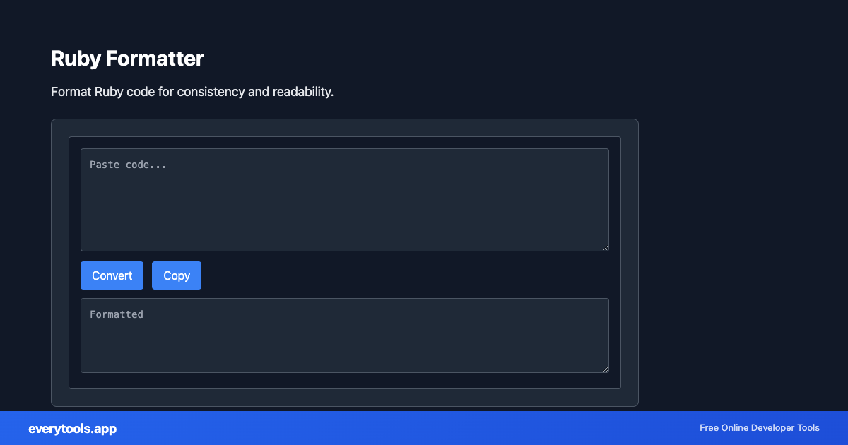 Ruby Formatter – Free Online Tool Screenshot