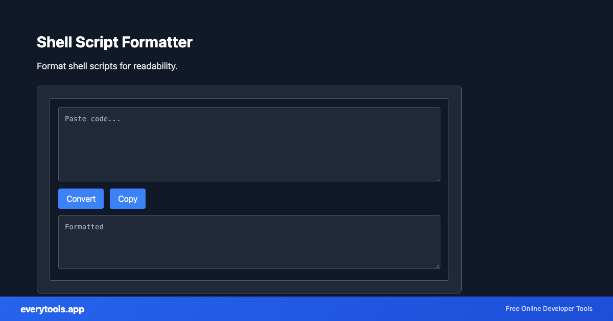 Shell Script Formatter – Free Online Tool Screenshot