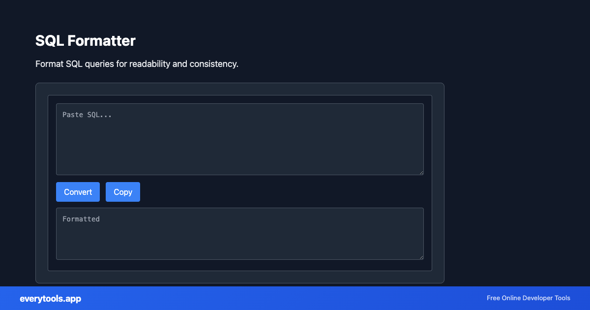SQL Formatter – Free Online Tool Screenshot