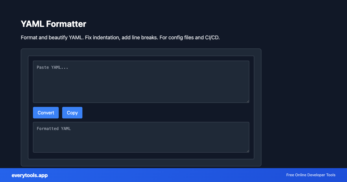 YAML Formatter – Free Online Tool Screenshot