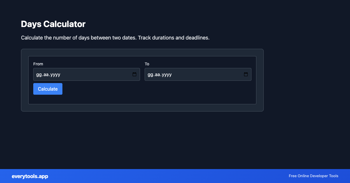 Days Calculator – Free Online Tool Screenshot