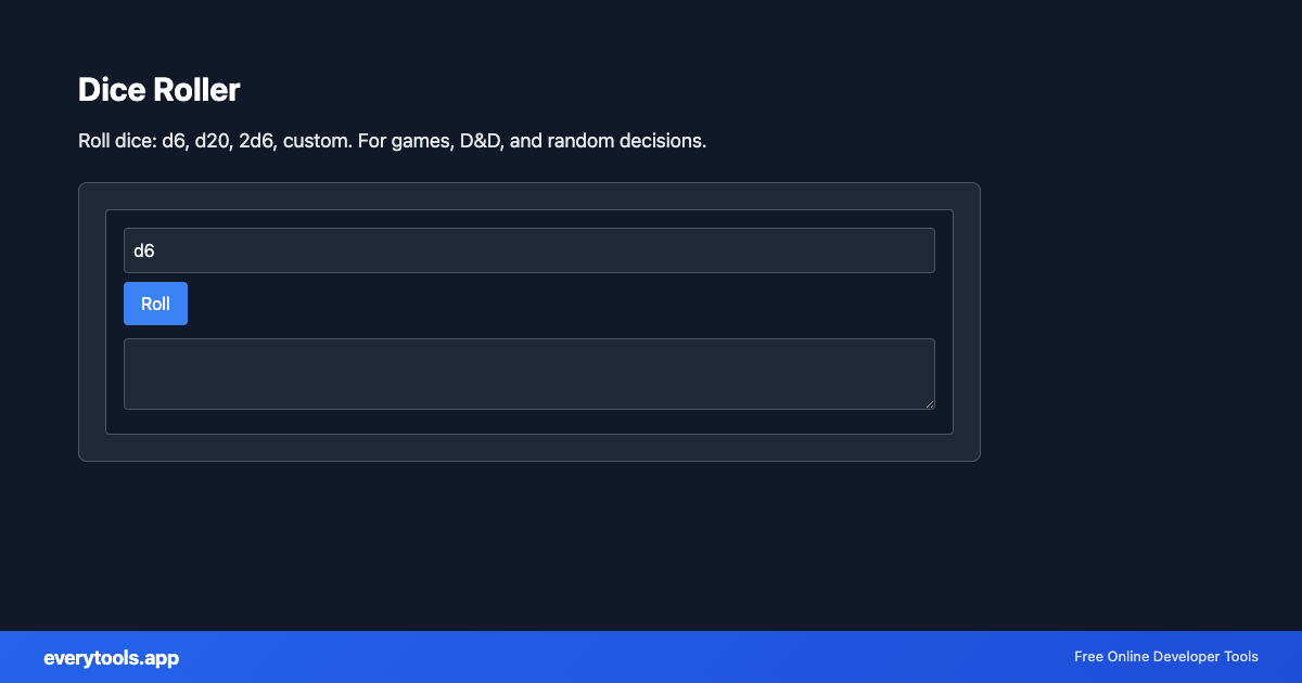 Dice Roller – Free Online Tool Screenshot