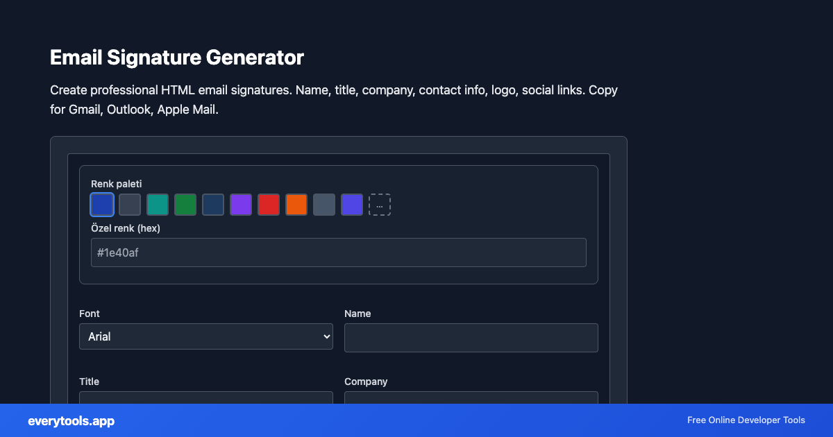 Email Signature Generator – Free Online Tool Screenshot