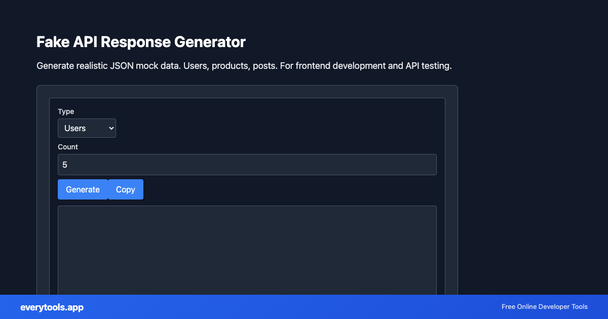 Fake API Response Generator – Free Online Tool Screenshot