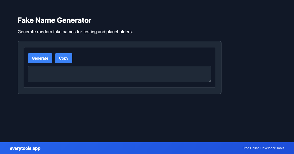 Fake Name Generator – Free Online Tool Screenshot