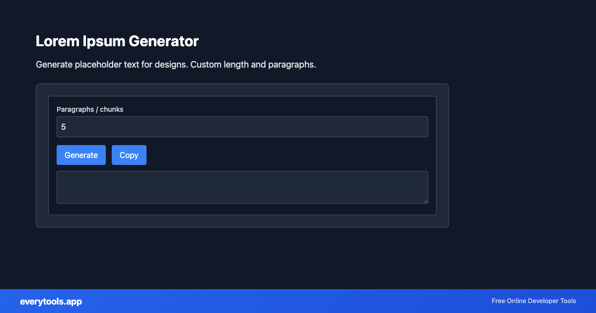 Lorem Ipsum Generator – Free Online Tool Screenshot