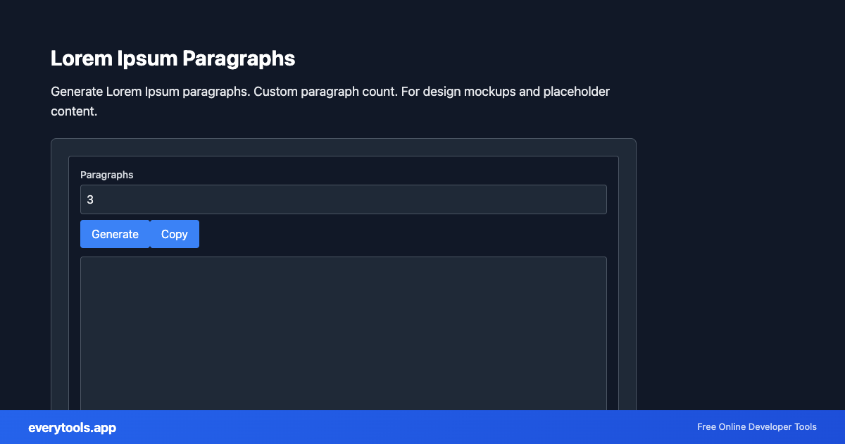 Lorem Ipsum Paragraphs – Free Online Tool Screenshot