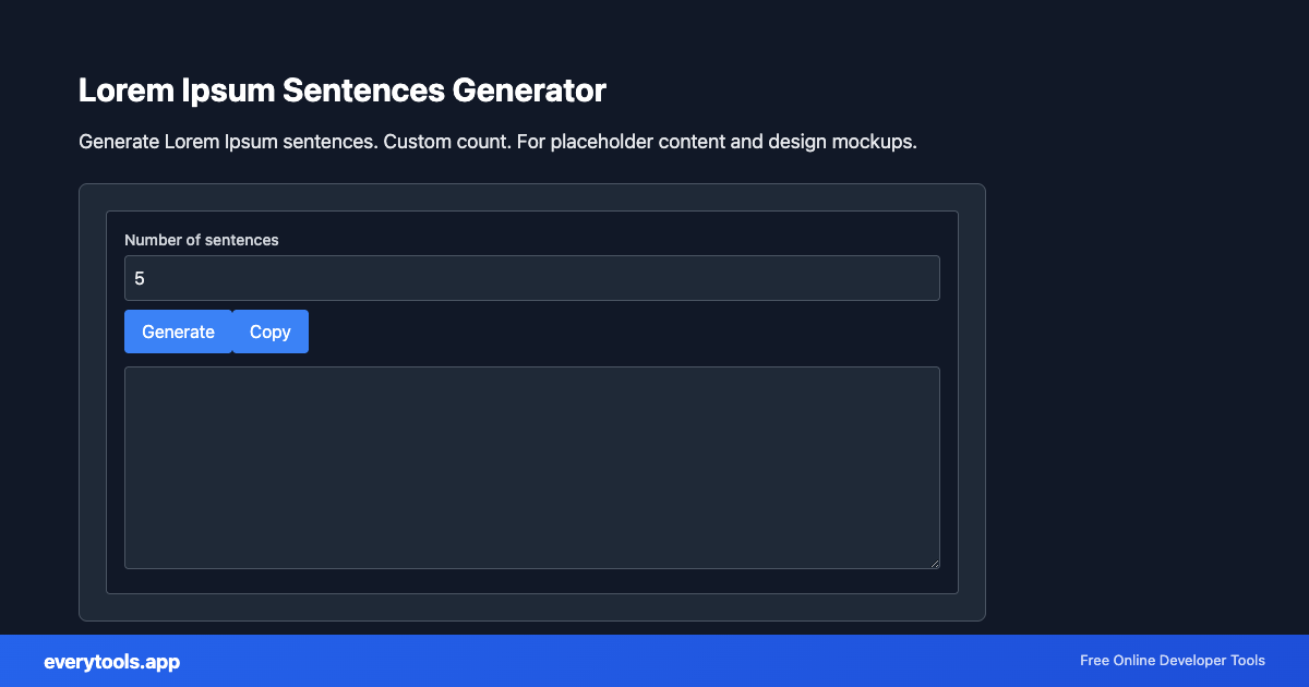 Lorem Ipsum Sentences Generator – Free Online Tool Screenshot