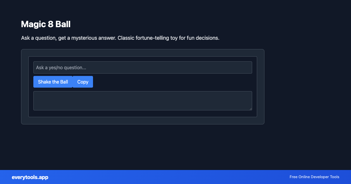 Magic 8 Ball – Free Online Tool Screenshot
