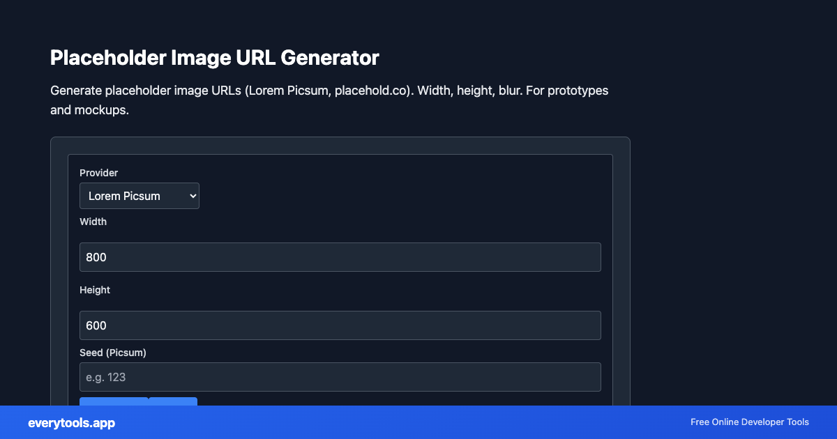 Placeholder Image URL Generator – Free Online Tool Screenshot