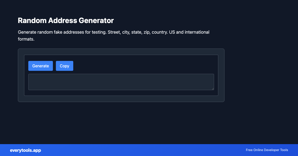 Random Address Generator – Free Online Tool Screenshot