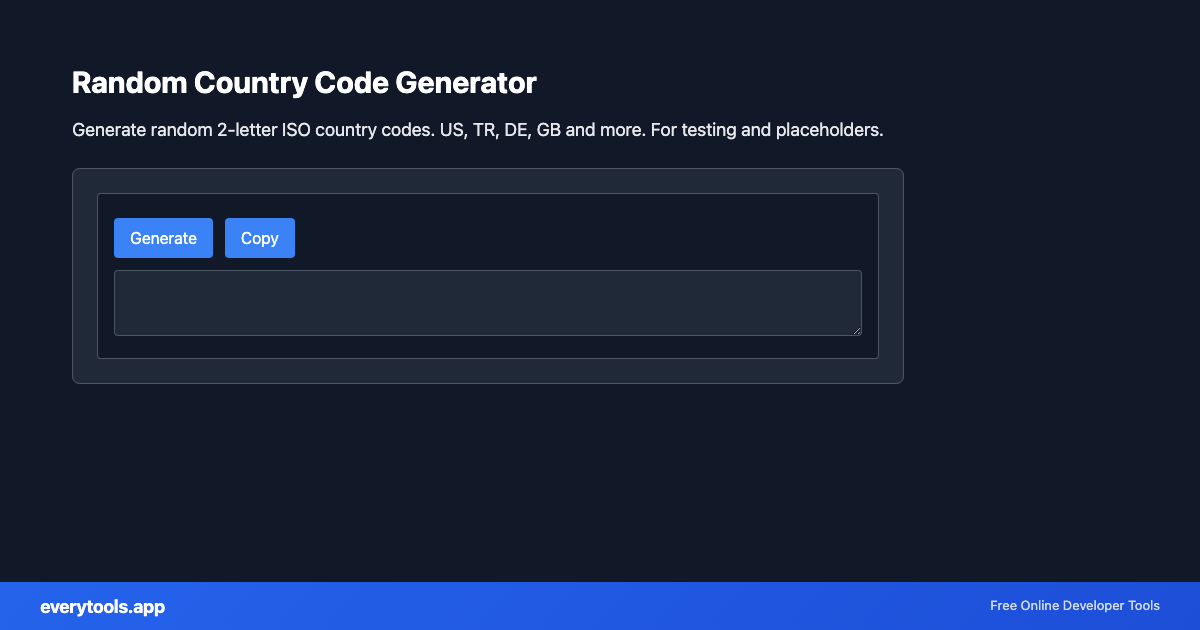 Random Country Code Generator – Free Online Tool Screenshot