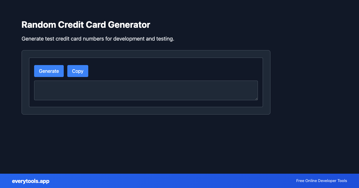 Random Credit Card Generator – Free Online Tool Screenshot