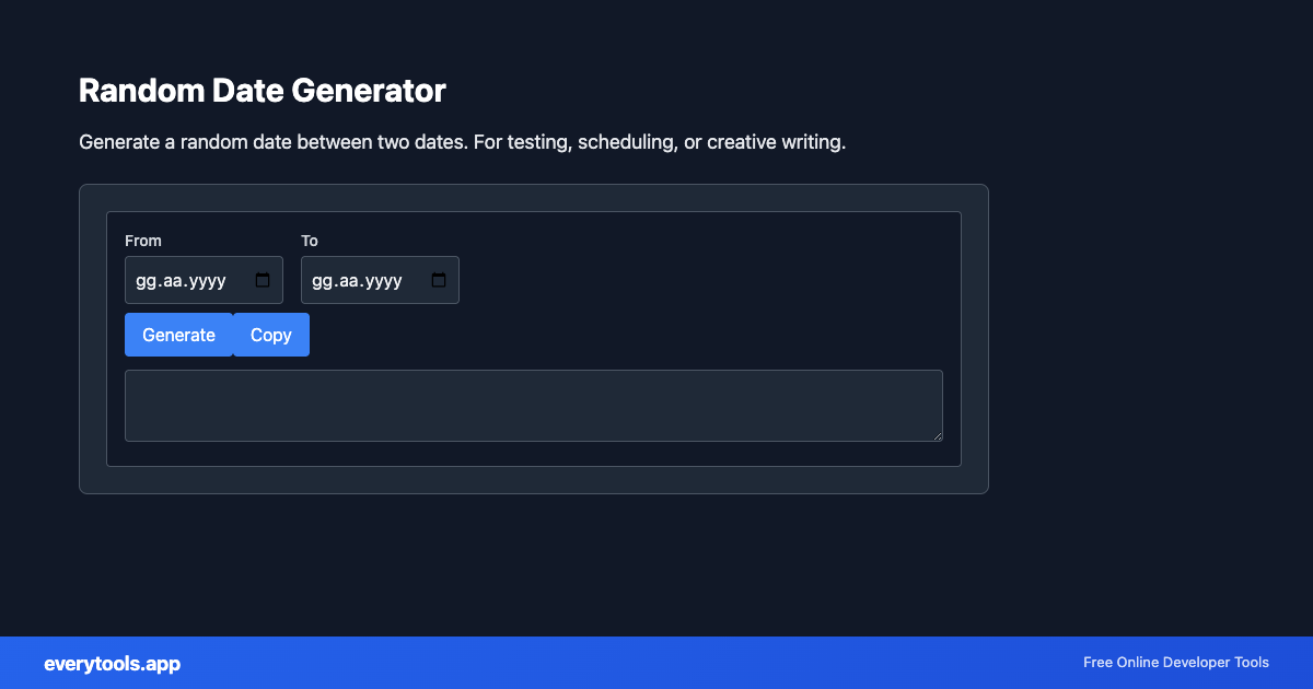 Random Date Generator – Free Online Tool Screenshot