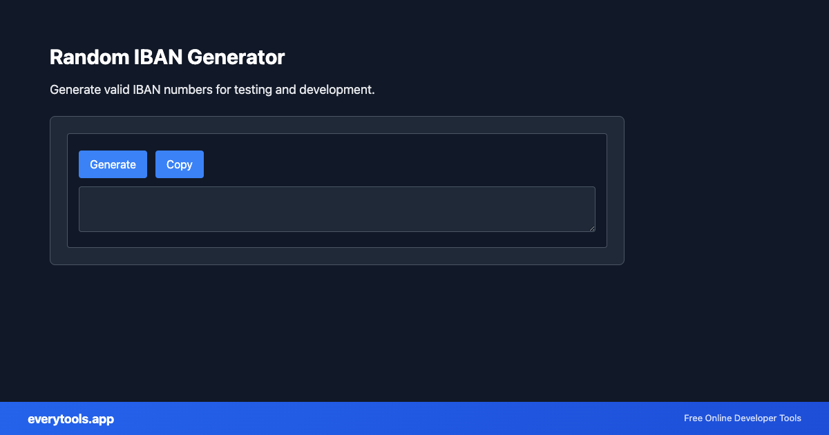 Random IBAN Generator – Free Online Tool Screenshot
