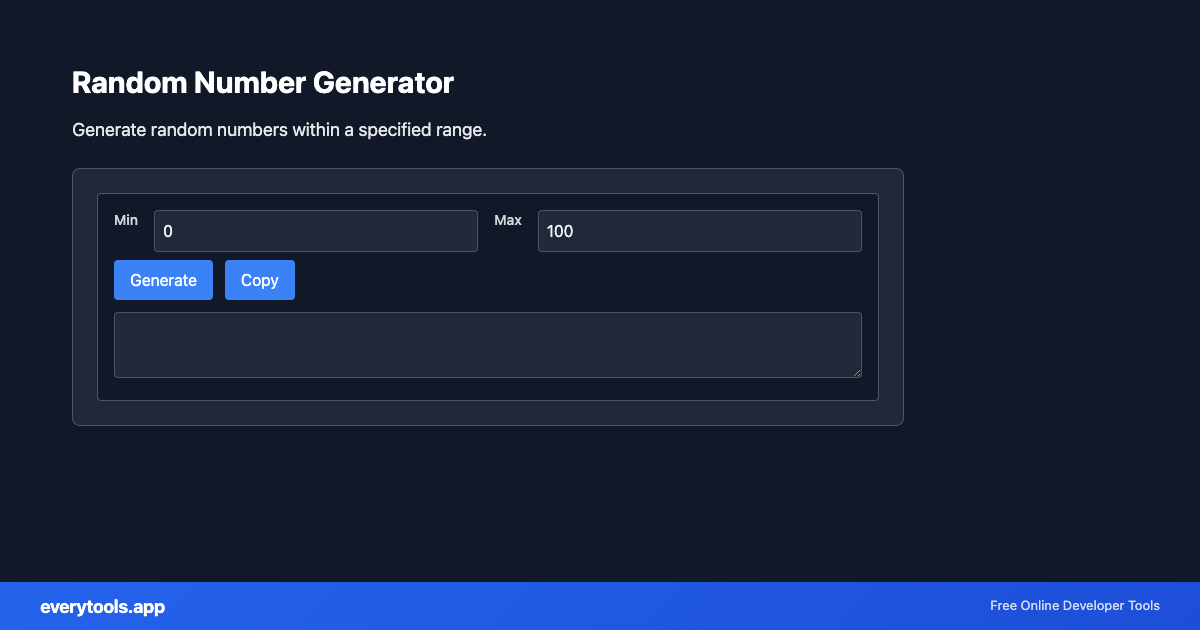 Random Number Generator – Free Online Tool Screenshot