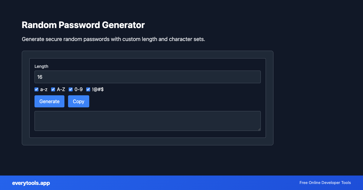 Random Password Generator – Free Online Tool Screenshot