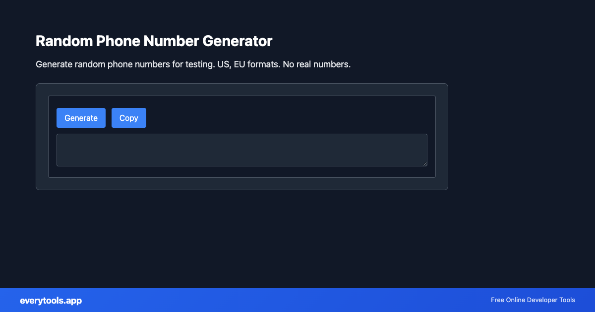 Random Phone Number Generator – Free Online Tool Screenshot