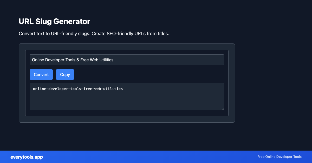 URL Slug Generator – Free Online Tool Screenshot