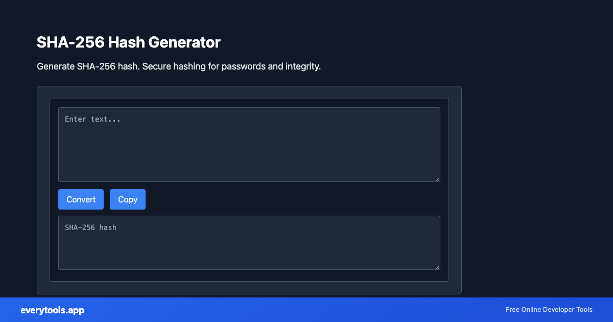 SHA-256 Hash Generator – Free Online Tool Screenshot