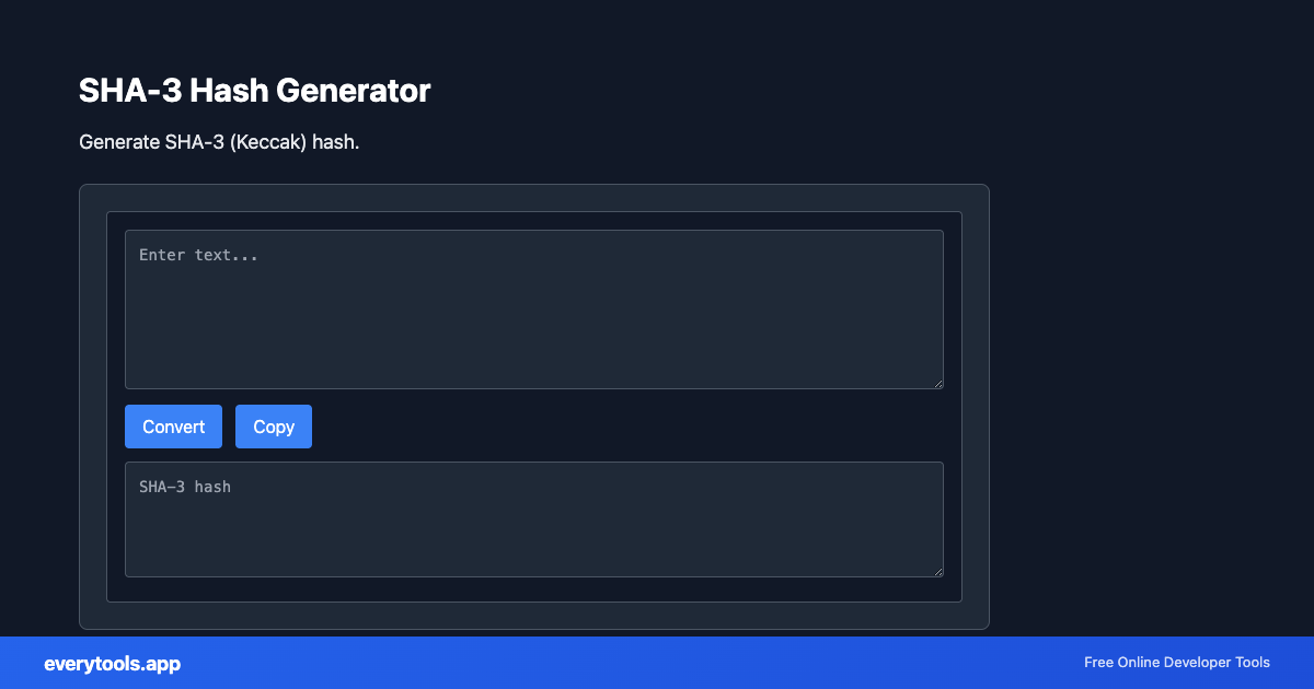 SHA-3 Hash Generator – Free Online Tool Screenshot