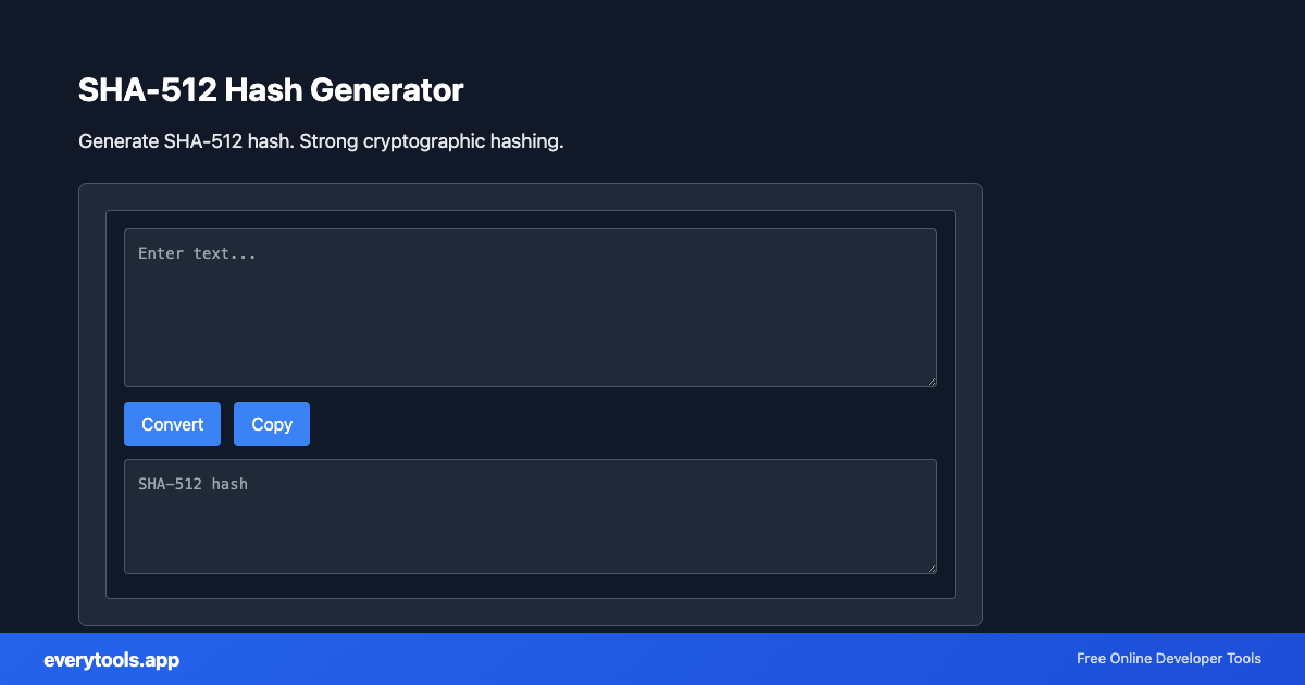 SHA-512 Hash Generator – Free Online Tool Screenshot