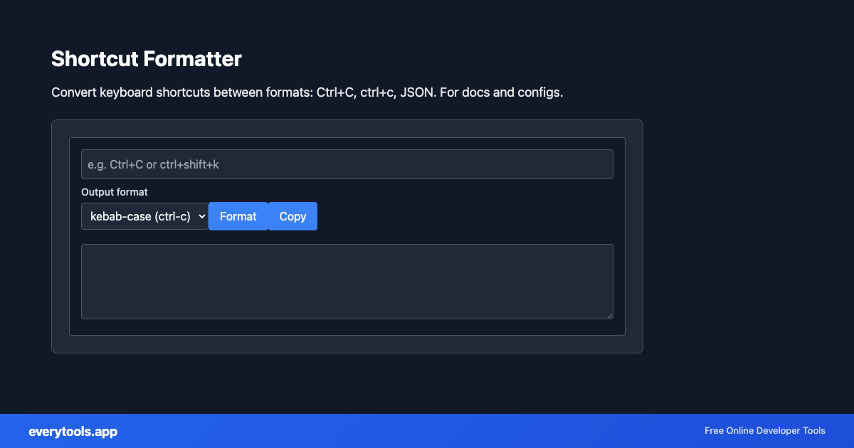 Shortcut Formatter – Free Online Tool Screenshot
