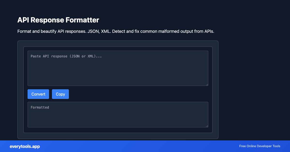 API Response Formatter – Free Online Tool Screenshot