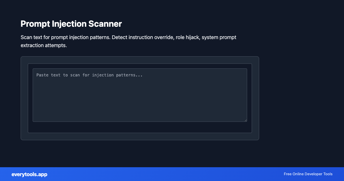 Prompt Injection Scanner – Free Online Tool Screenshot
