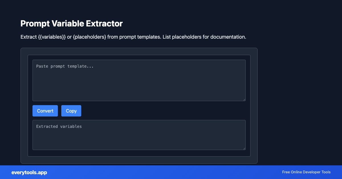 Prompt Variable Extractor – Free Online Tool Screenshot