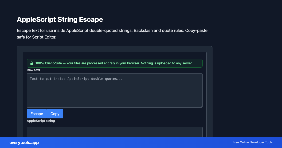AppleScript String Escape – Free Online Tool Screenshot