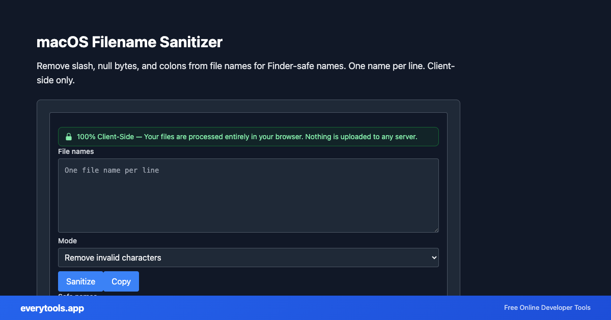 macOS Filename Sanitizer – Free Online Tool Screenshot