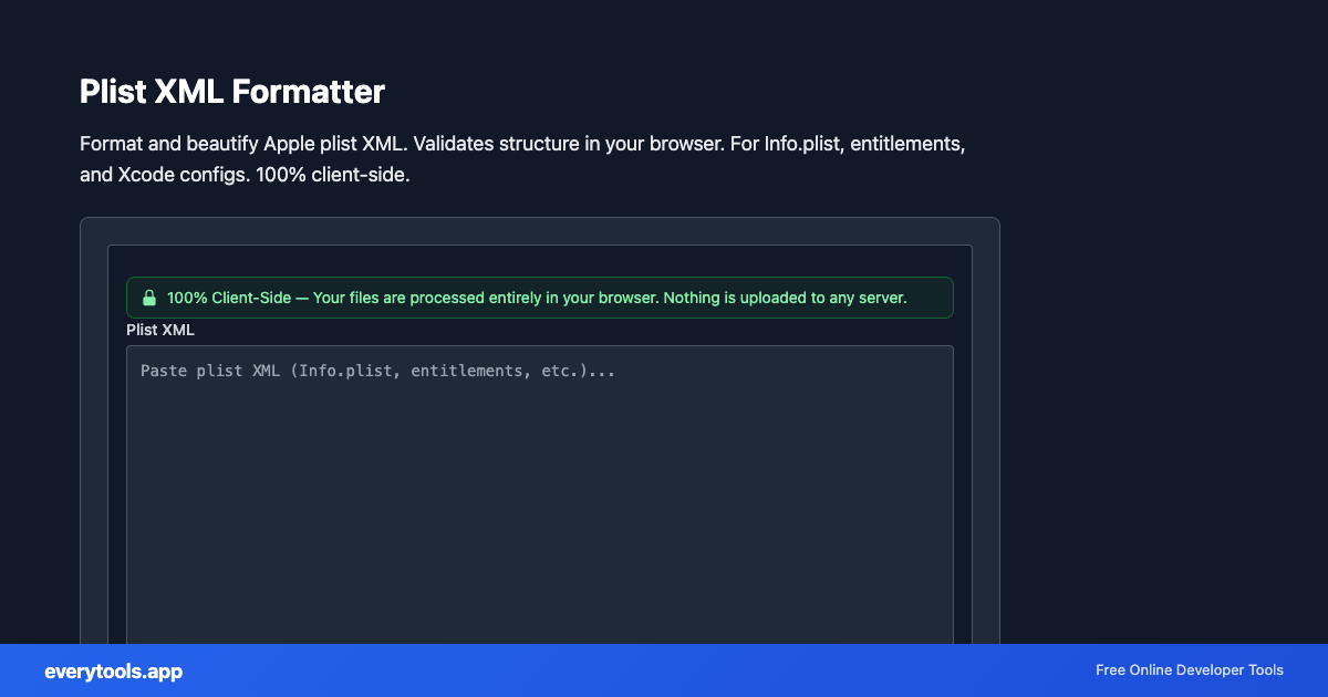 Plist XML Formatter – Free Online Tool Screenshot