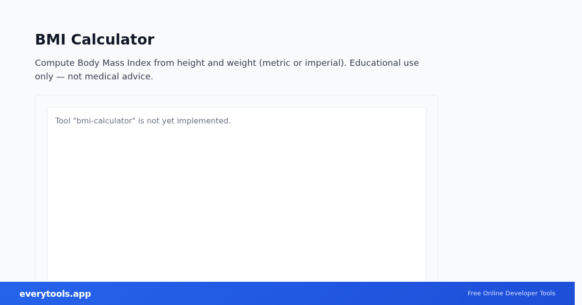 BMI Calculator – Free Online Tool Screenshot