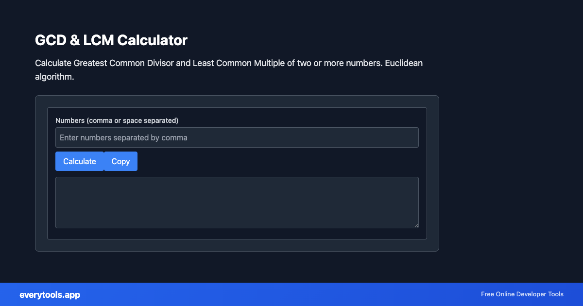 GCD & LCM Calculator – Free Online Tool Screenshot