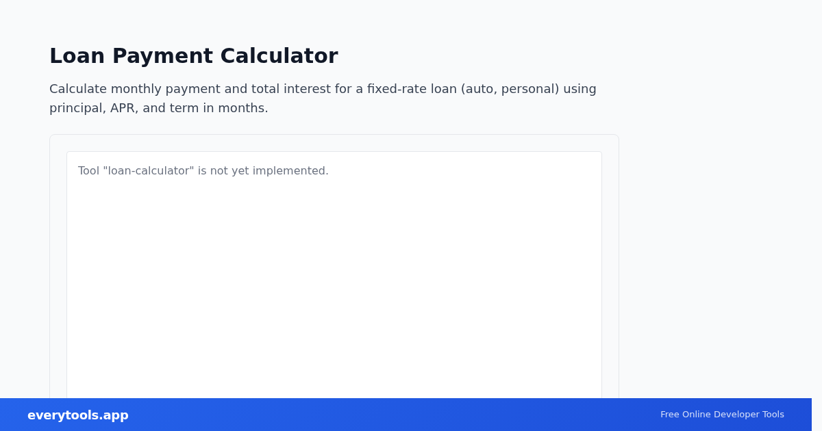 Loan Payment Calculator – Free Online Tool Screenshot