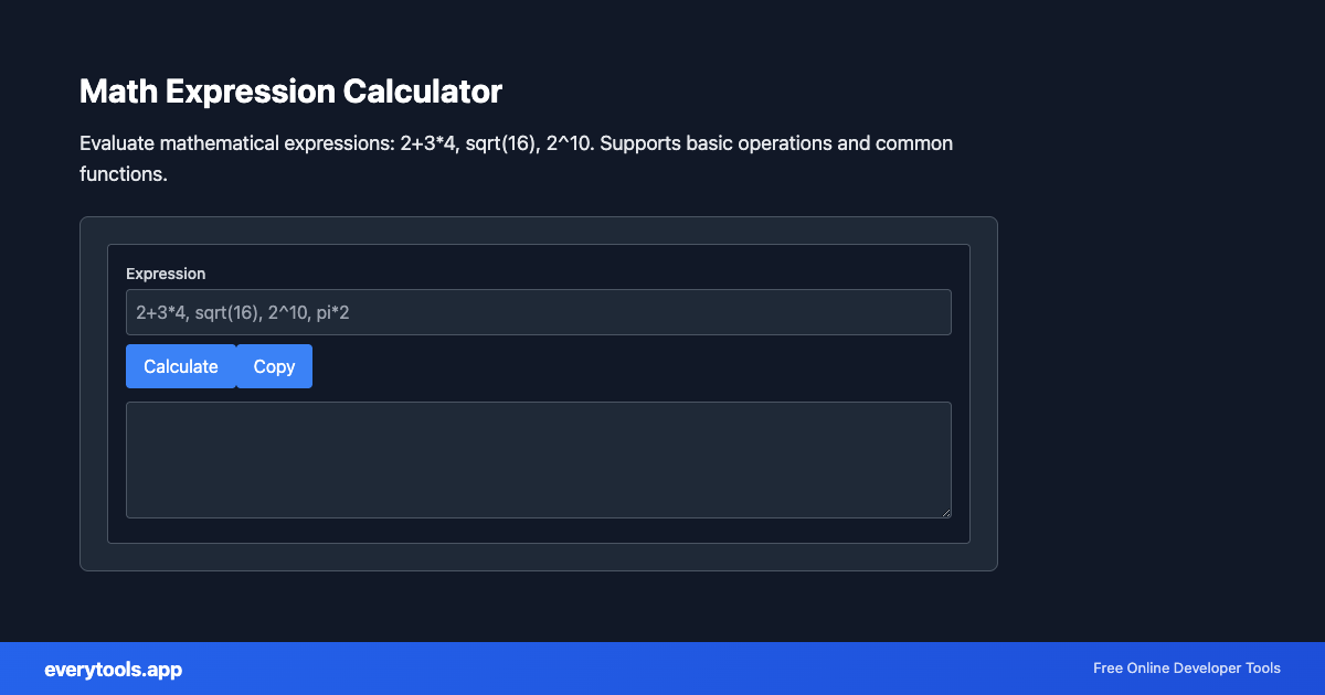 Math Expression Calculator – Free Online Tool Screenshot