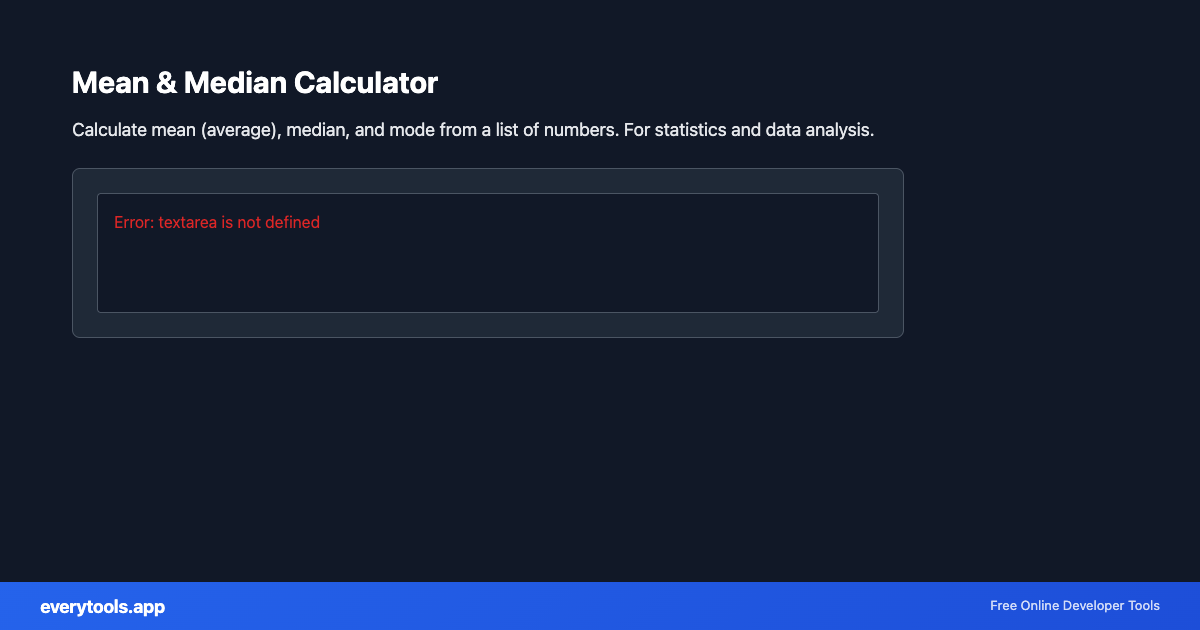 Mean & Median Calculator – Free Online Tool Screenshot