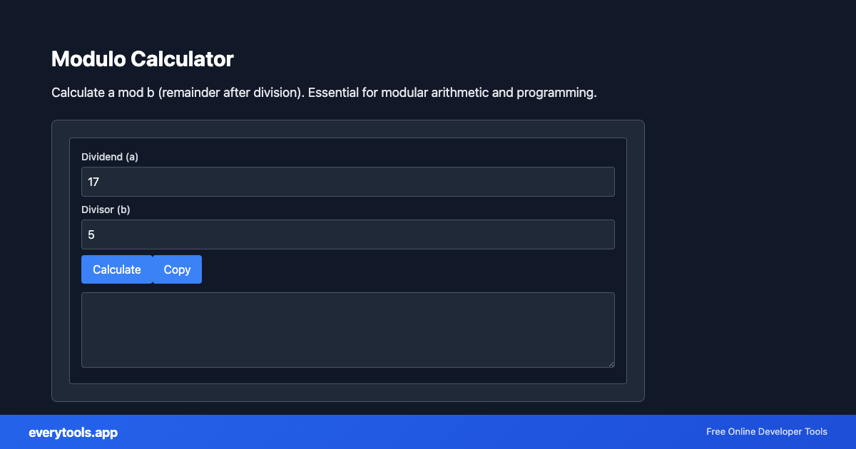 Modulo Calculator – Free Online Tool Screenshot