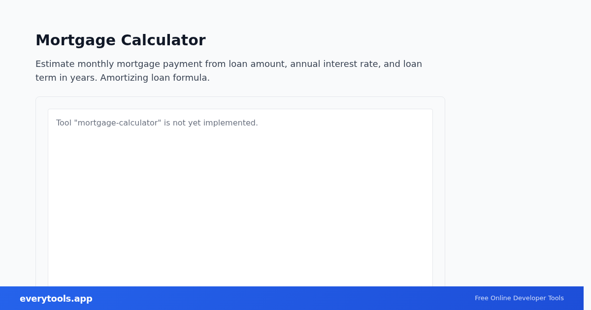 Mortgage Calculator – Free Online Tool Screenshot