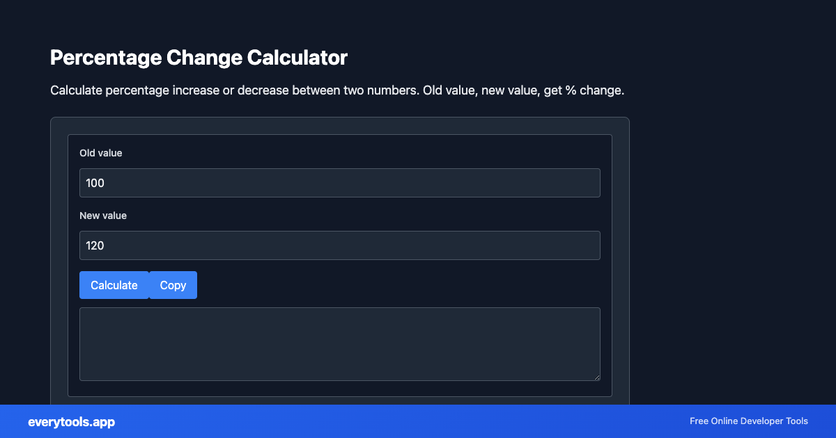 Percentage Change Calculator – Free Online Tool Screenshot