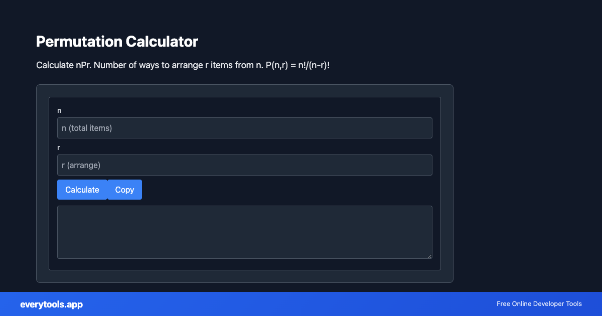 Permutation Calculator – Free Online Tool Screenshot