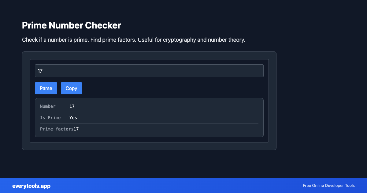 Prime Number Checker – Free Online Tool Screenshot