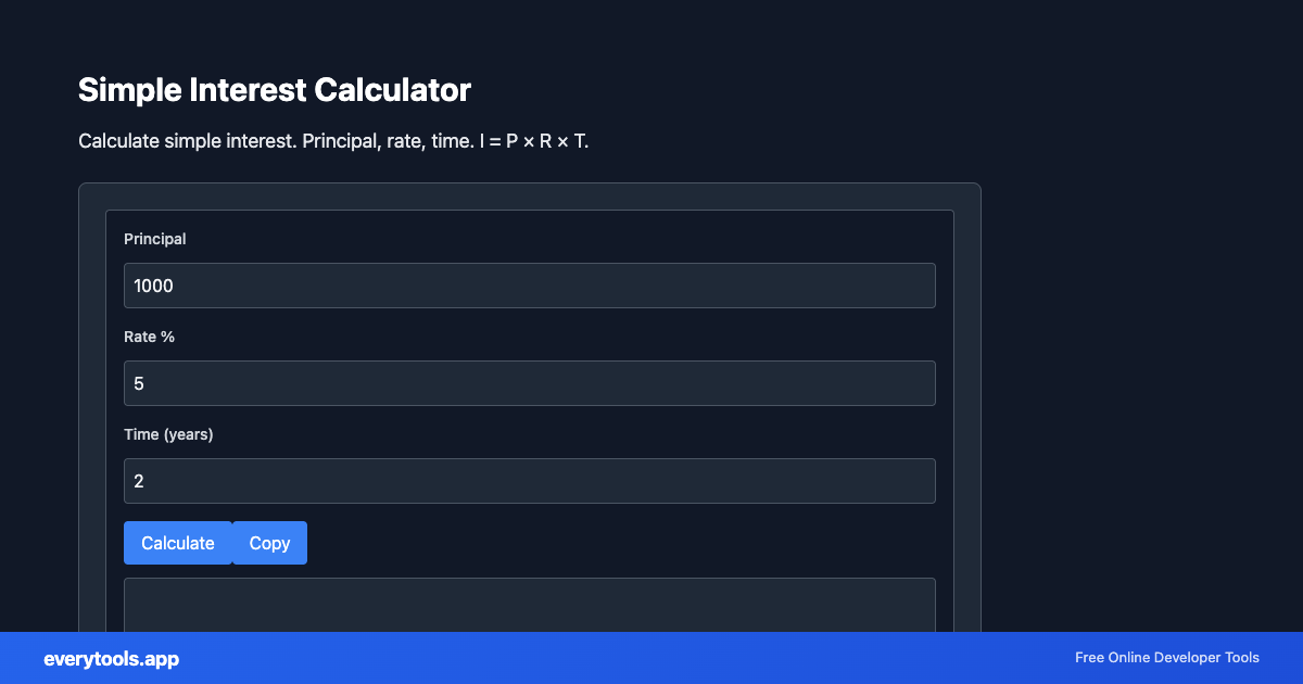 Simple Interest Calculator – Free Online Tool Screenshot