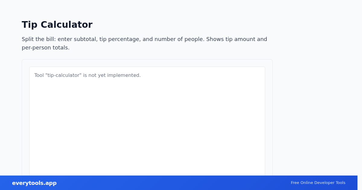 Tip Calculator – Free Online Tool Screenshot