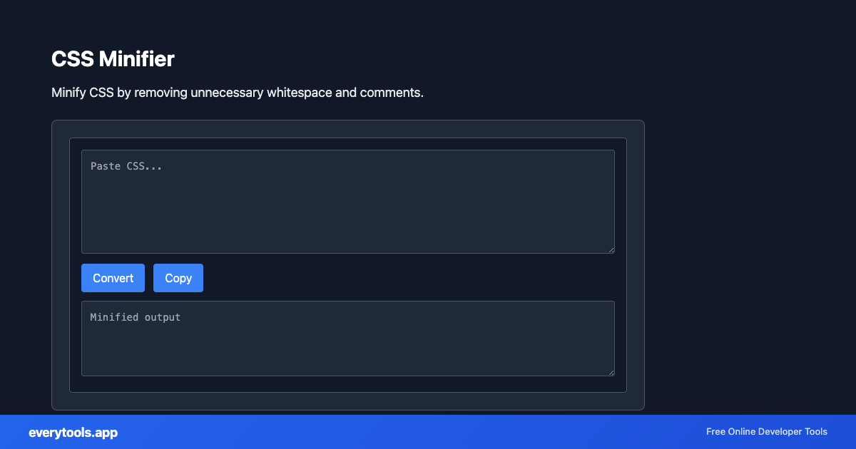CSS Minifier – Free Online Tool Screenshot