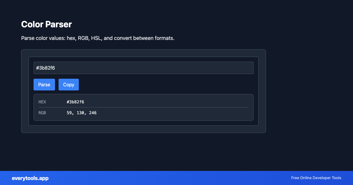 Color Parser – Free Online Tool Screenshot